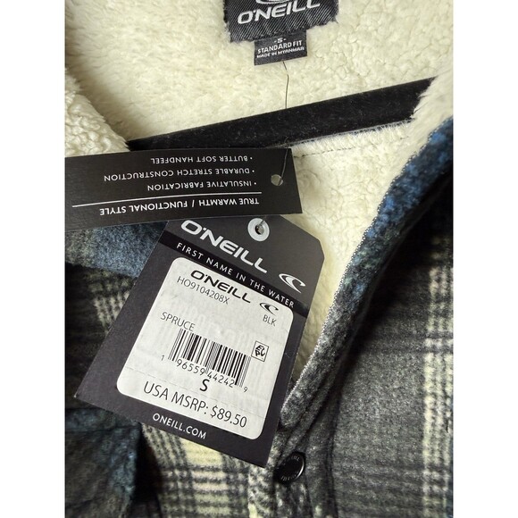 NEW O'NEILL Spruce Super Fleece Sherpa Lined Shirt Jacket Men's Snap Button SM - Picture 4 of 11